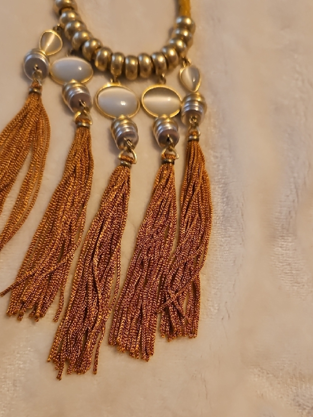 Lucky Brand Gold-Tone Beaded Necklace with Rust Tassels - Picture 5 of 8